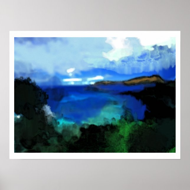 Poster Paysage Abstrait Bluish (Devant)