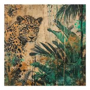 Poster Paysage Abstrait de chats de jungle