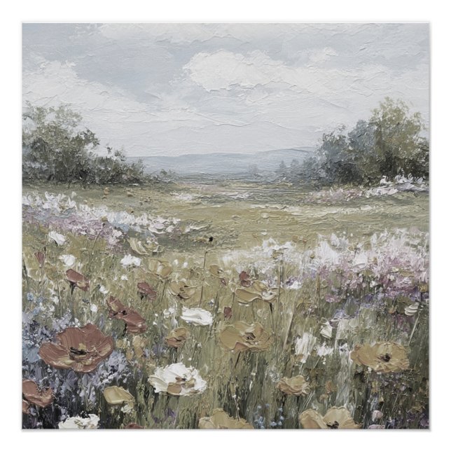 Poster Paysage Abstrait de Ferme Art Neutre (Devant)