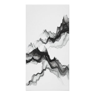 Poster Paysage abstrait de sommets de montagnes au lavis