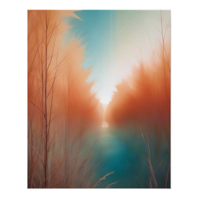 Poster Paysage Abstrait Fond de la Forêt de la Nature Art (Devant)