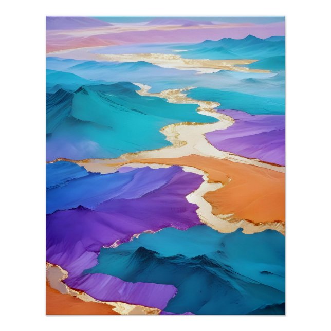 Poster Paysage Abstrait Montagnes Vallée Paysage Nature P (Devant)