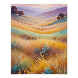 Poster Paysage Abstrait Vallée Prairie Fond Nature