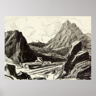 Poster Paysage antique vintage Écosse Arran Hill