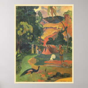 Poster Paysage aux paons par Paul Gauguin