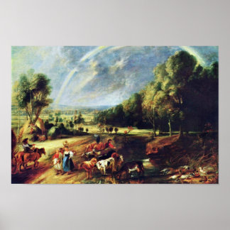 Poster Paysage Avec Arc En Ciel Par Rubens Peter Paul