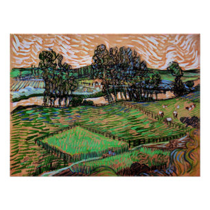 Poster Paysage avec un pont sur l'Oise