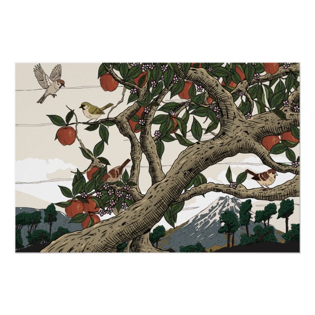 Poster Paysage d'arbres fruitiers (Devant)