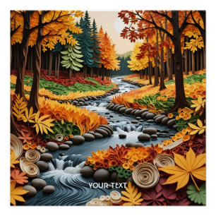 Poster Paysage d'automne de quilling fantaisie mignon