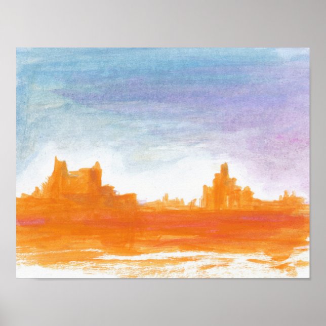 Poster Paysage de canyon Orange bleu Peinture abstraite a (Devant)