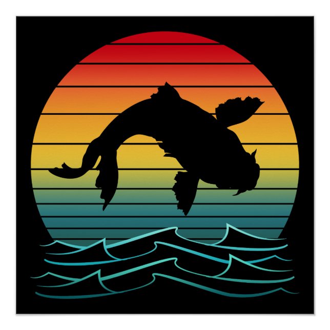 Poster Paysage de coucher de soleil avec carpes koï vinta (Devant)