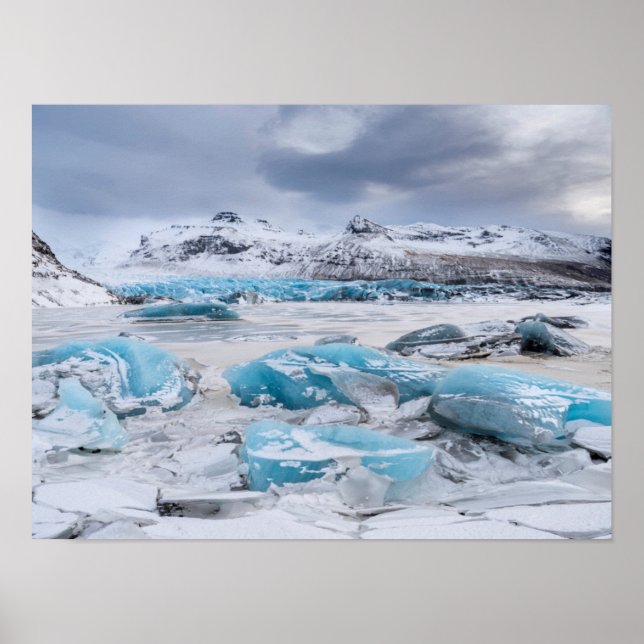 Poster Paysage de glace de glacier, Islande (Devant)