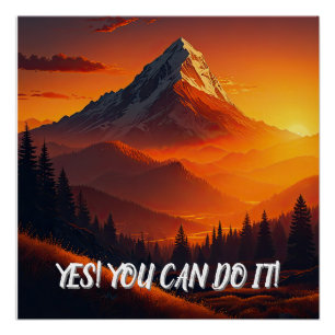 Poster Paysage de la montagne du coucher de soleil pastor