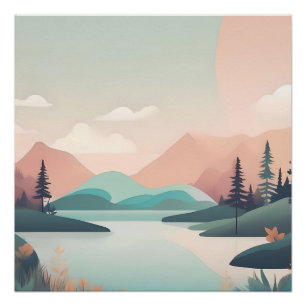 Poster Paysage de Montagne Minimaliste et Paisible