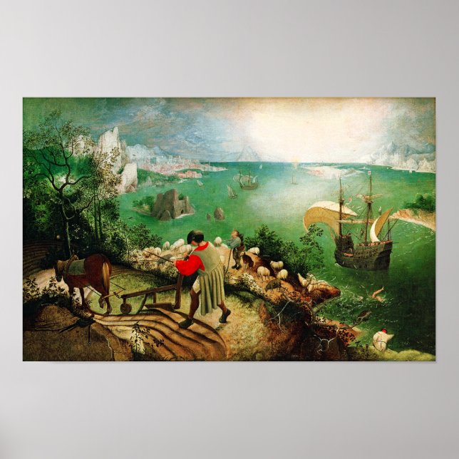 Poster Paysage de Pieter Bruegel avec la chute d'Icarus (Devant)