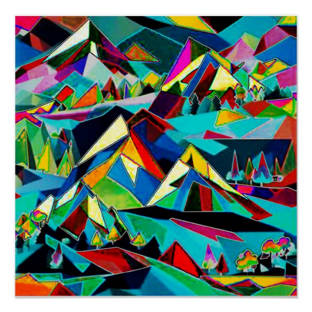 Poster Paysage des sommets (Devant)