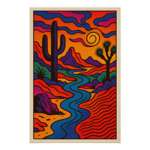 Poster Paysage Désertique Psychédélique