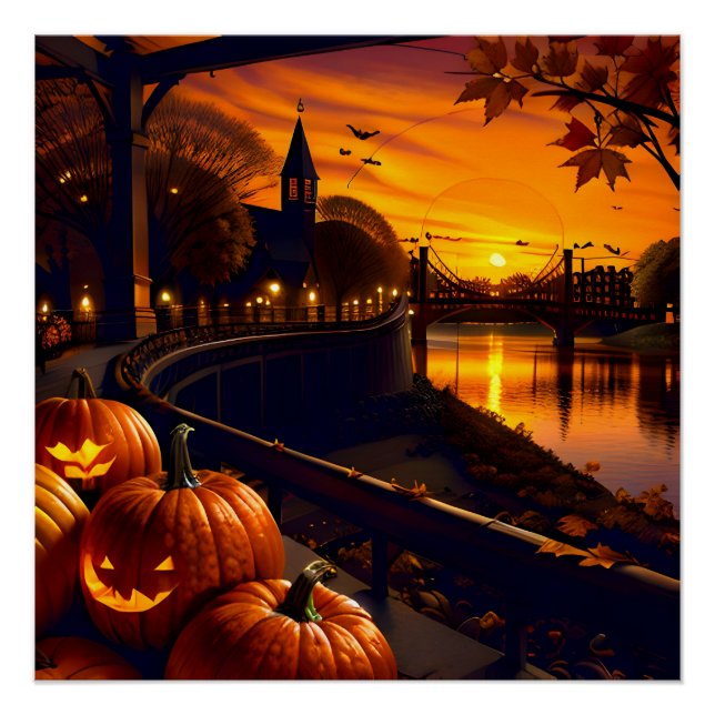 Poster Paysage d'Halloween deux (Devant)