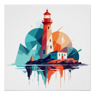 Poster Paysage du phare Calme Nature paisible Extérieur