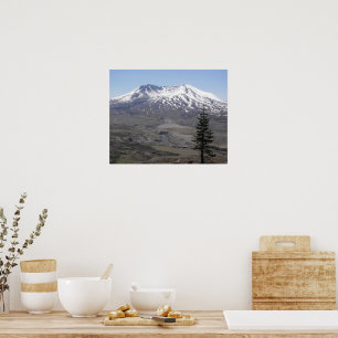 Poster Paysage du volcan Mont St Helens enneigé