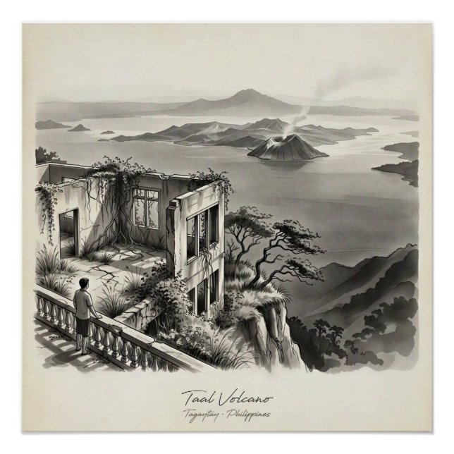 Poster Paysage du volcan Taal Tagaytay Philippines (Devant)