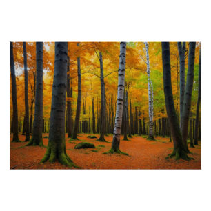 Poster Paysage forestier automnal