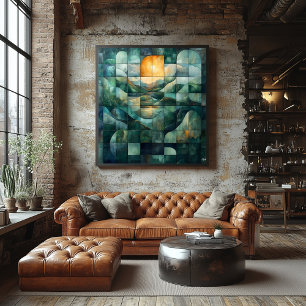 Poster Paysage géométrique artistique du coucher de solei