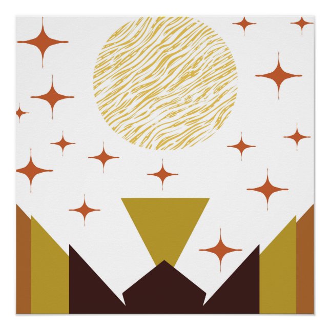 Poster Paysage géométrique du milieu du siècle (Devant)