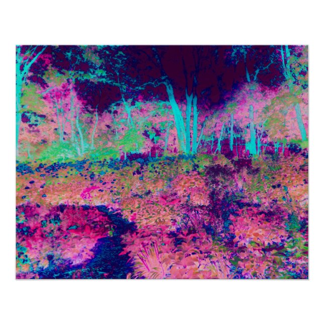 Poster Paysage Impressionniste Violet et Rose Chaud (Devant)