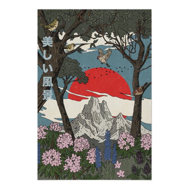 Poster Paysage japonais magnifique (Devant)