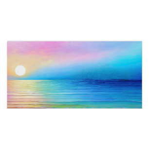 Poster Paysage large "Torranbay" rose et bleu