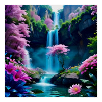 Paysage magique Cascade et Fleur One
