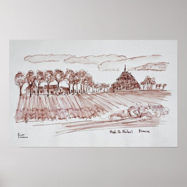 Poster Paysage Mont Saint-Michel | Normandie, France (Devant)