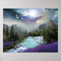 Paysage naturel magique avec eau de rinçage