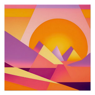 POSTER PAYSAGE NEO GEO SUNSET