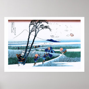 Poster Paysage oriental frais de vue de Hokusai Fuji de
