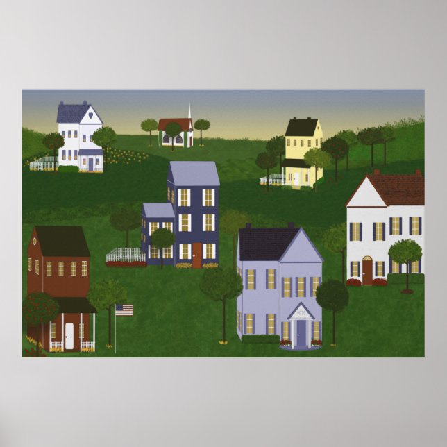 Poster Paysage primitif Americana (Devant)