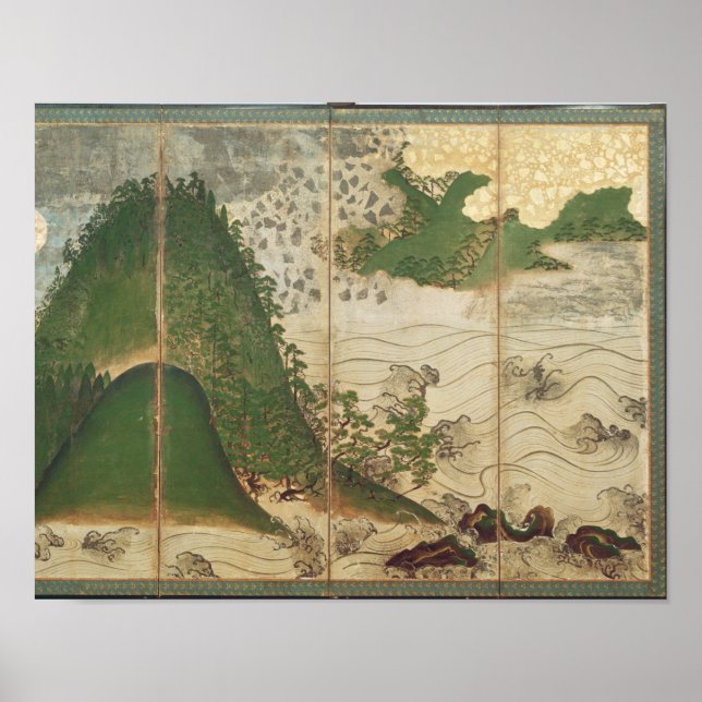 Poster Paysage printanier avec soleil (Devant)