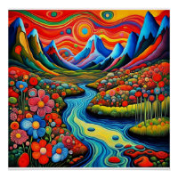 Paysage psychédélique avec rivière 1