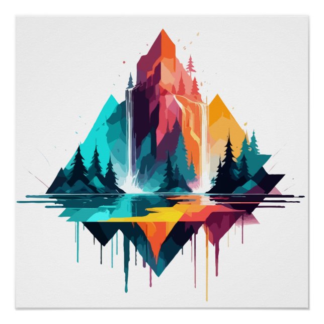 Poster Paysage serein Calme nature paisible Montagnes (Devant)