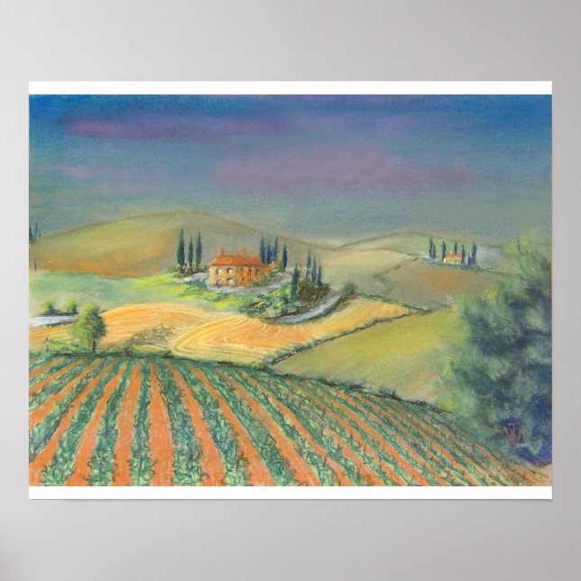 Poster Paysage toscan en soirée (Devant)