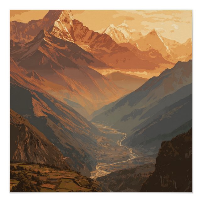 Poster Paysages Impressionnants de Montagnes Népalaises V (Devant)