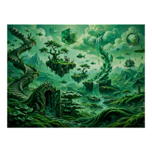 Poster Paysages surréalistes de rêves d'émeraude Nuances