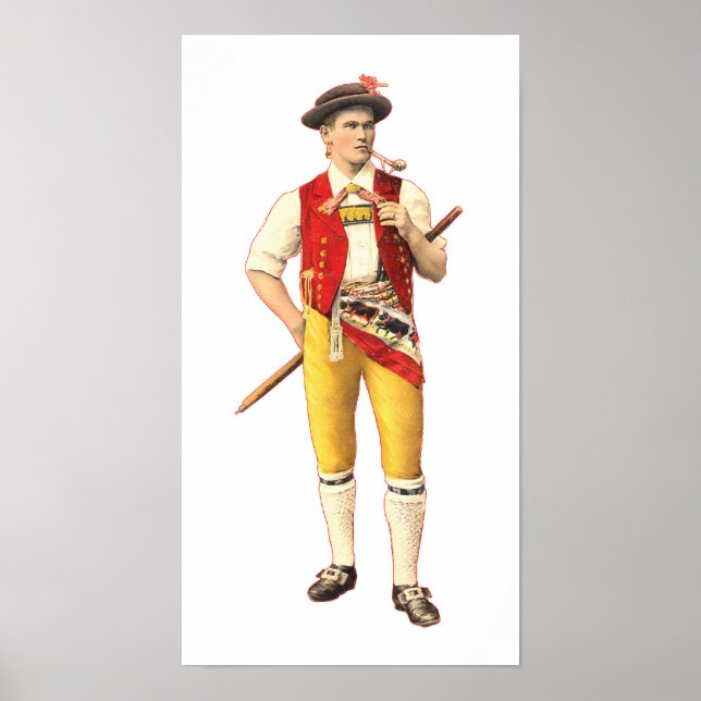 Poster Paysan suisse de Appenzell Innerrhoden en costume (Devant)