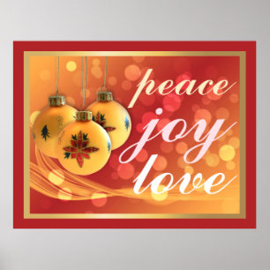 Poster Peace Joy Love Christmas Blessures Festive Gold
