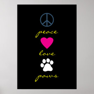 Poster Peace Love Paws