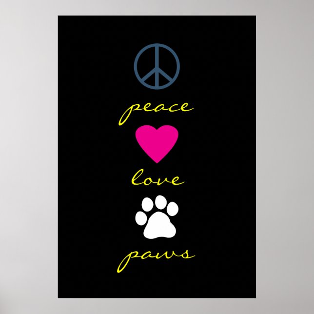 Poster Peace Love Paws (Devant)