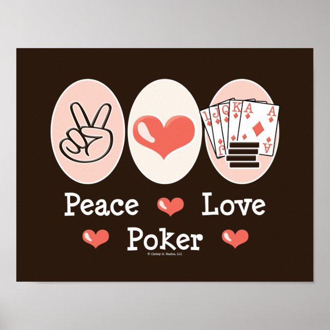 Poster Peace Love Poker (Devant)