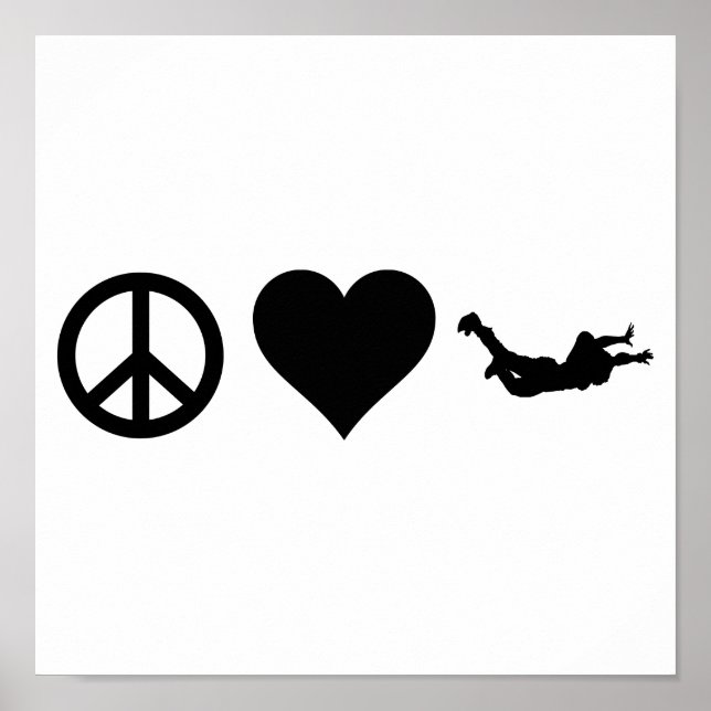 Poster Peace Love Skydiving (Devant)