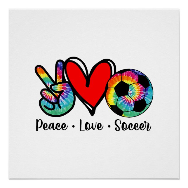 Poster Peace Love Soccer Tie Dye Design Femmes Ados Fille (Devant)